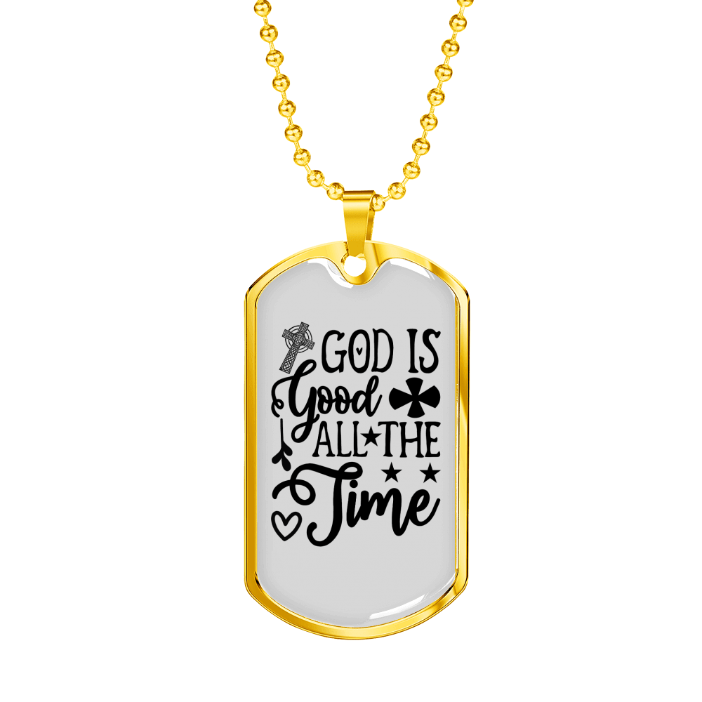 All The Time Necklace Stainless Steel or 18k Gold Dog Tag 24" Chain-Express Your Love Gifts