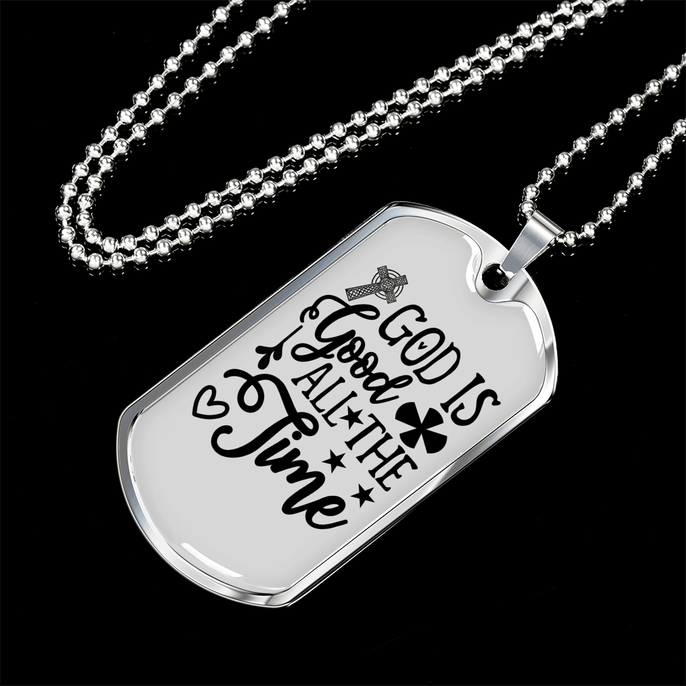 All The Time Necklace Stainless Steel or 18k Gold Dog Tag 24" Chain-Express Your Love Gifts