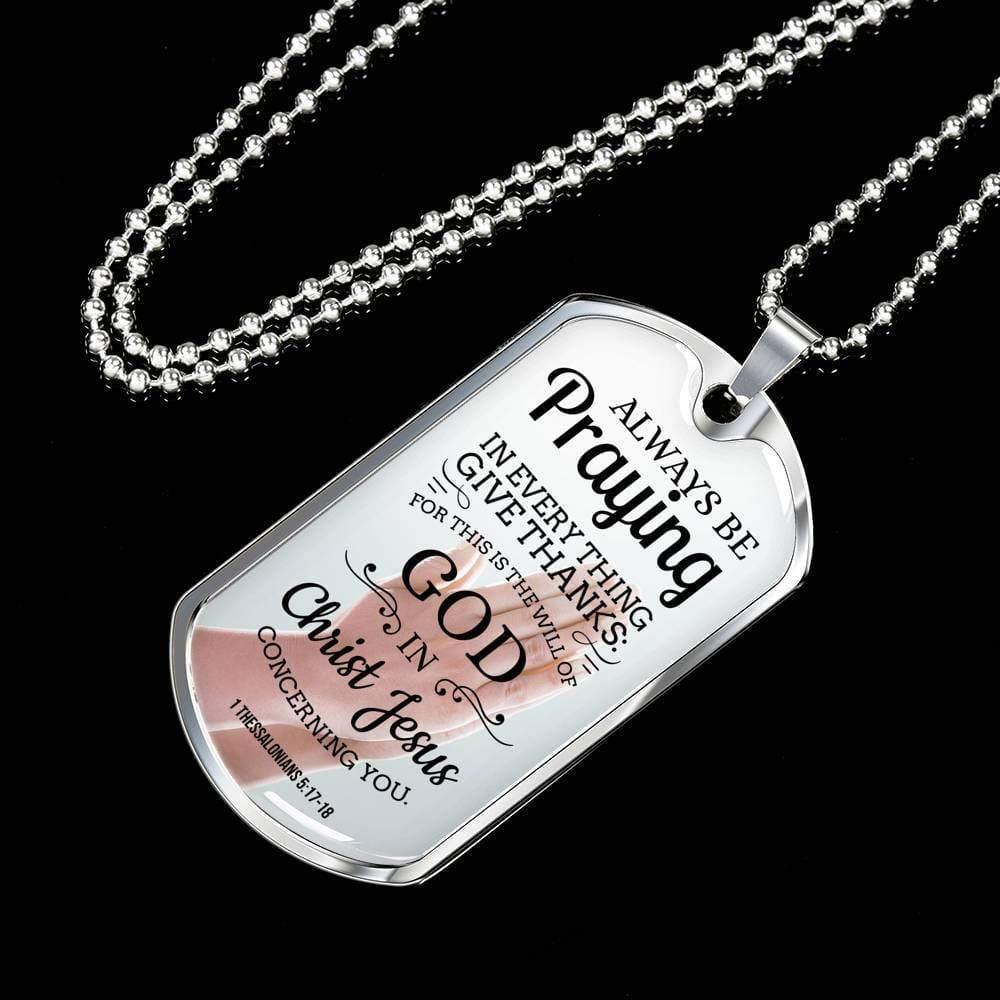 Always Praying Bible Necklace Stainless Steel or 18k Gold Dog Tag 24" Chain-Express Your Love Gifts