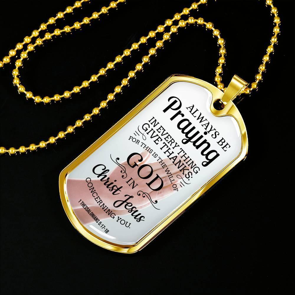 Always Praying Bible Necklace Stainless Steel or 18k Gold Dog Tag 24" Chain-Express Your Love Gifts