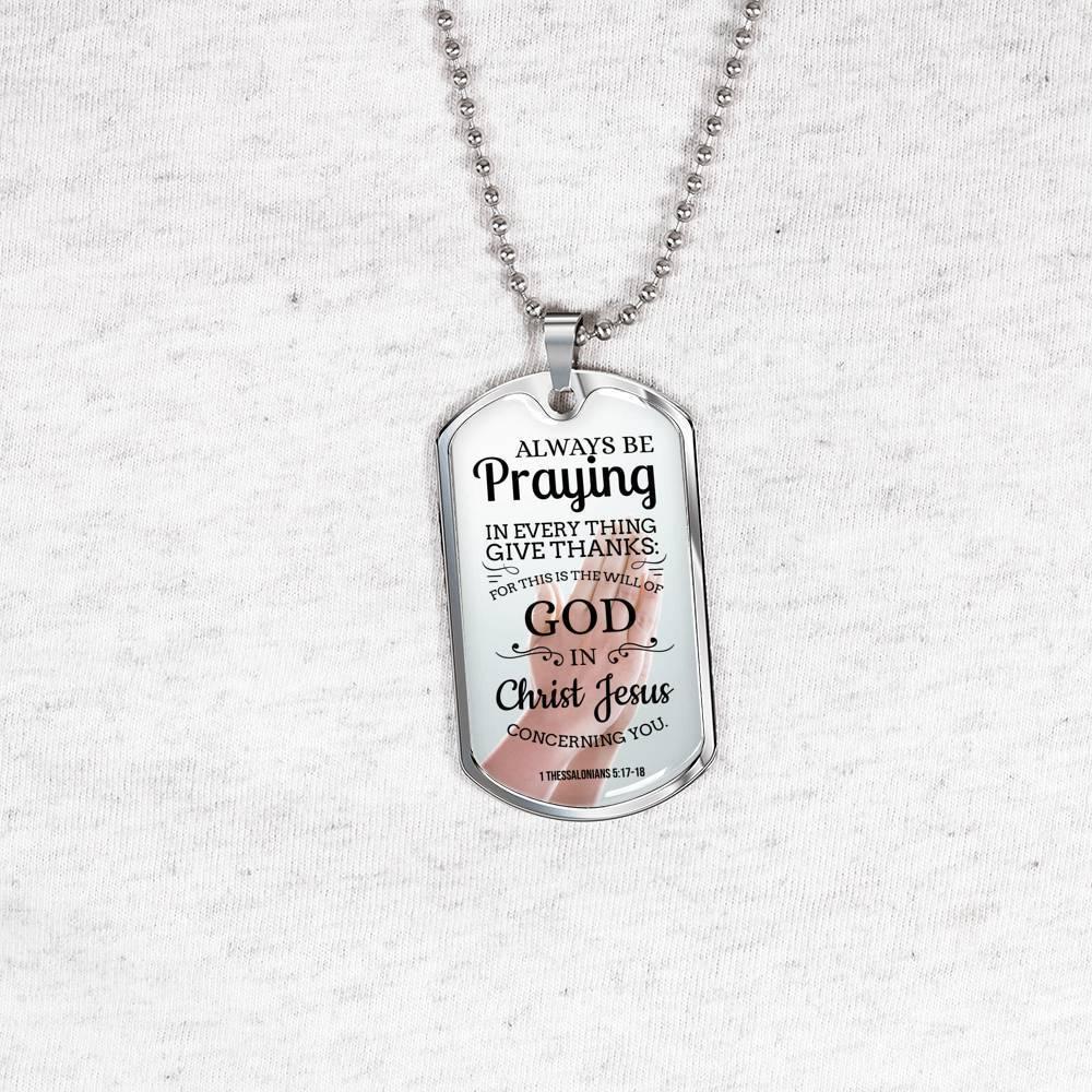 Always Praying Bible Necklace Stainless Steel or 18k Gold Dog Tag 24" Chain-Express Your Love Gifts