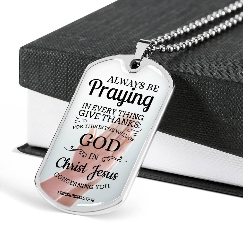 Always Praying Bible Necklace Stainless Steel or 18k Gold Dog Tag 24" Chain-Express Your Love Gifts
