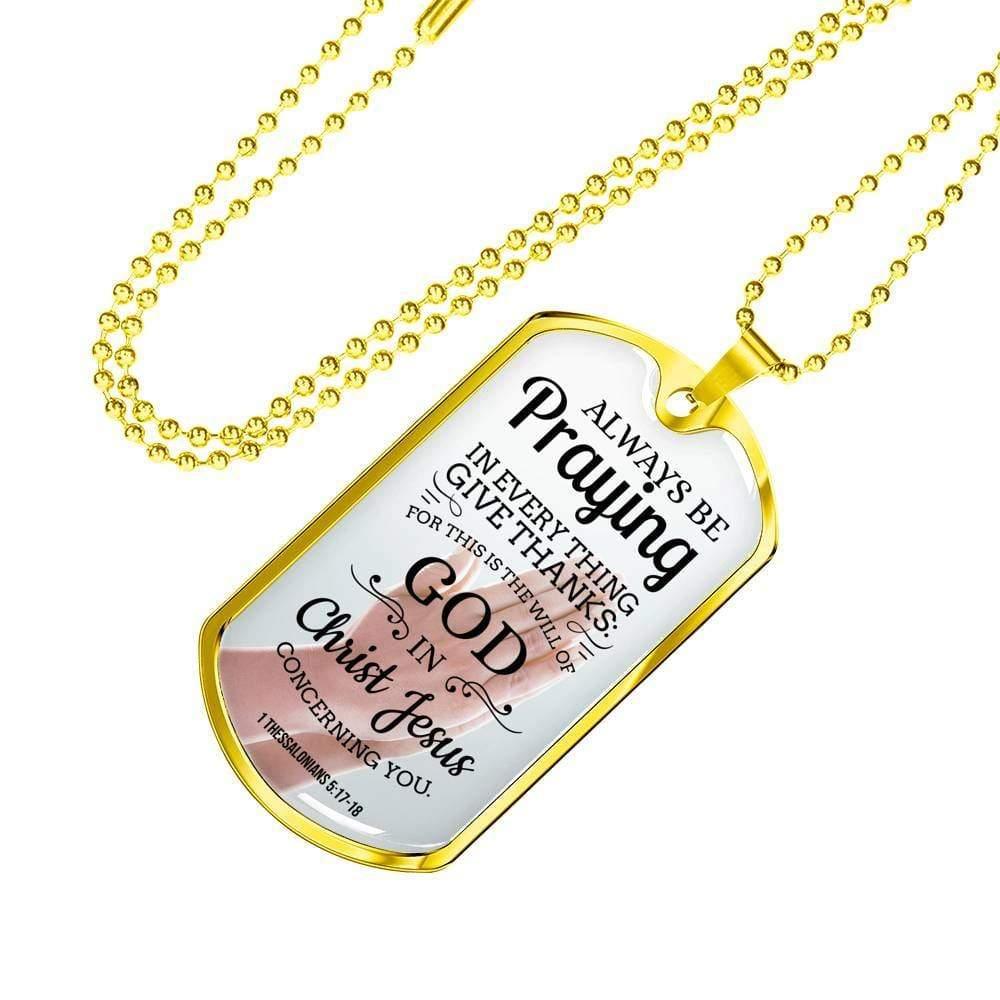 Always Praying Bible Necklace Stainless Steel or 18k Gold Dog Tag 24" Chain-Express Your Love Gifts