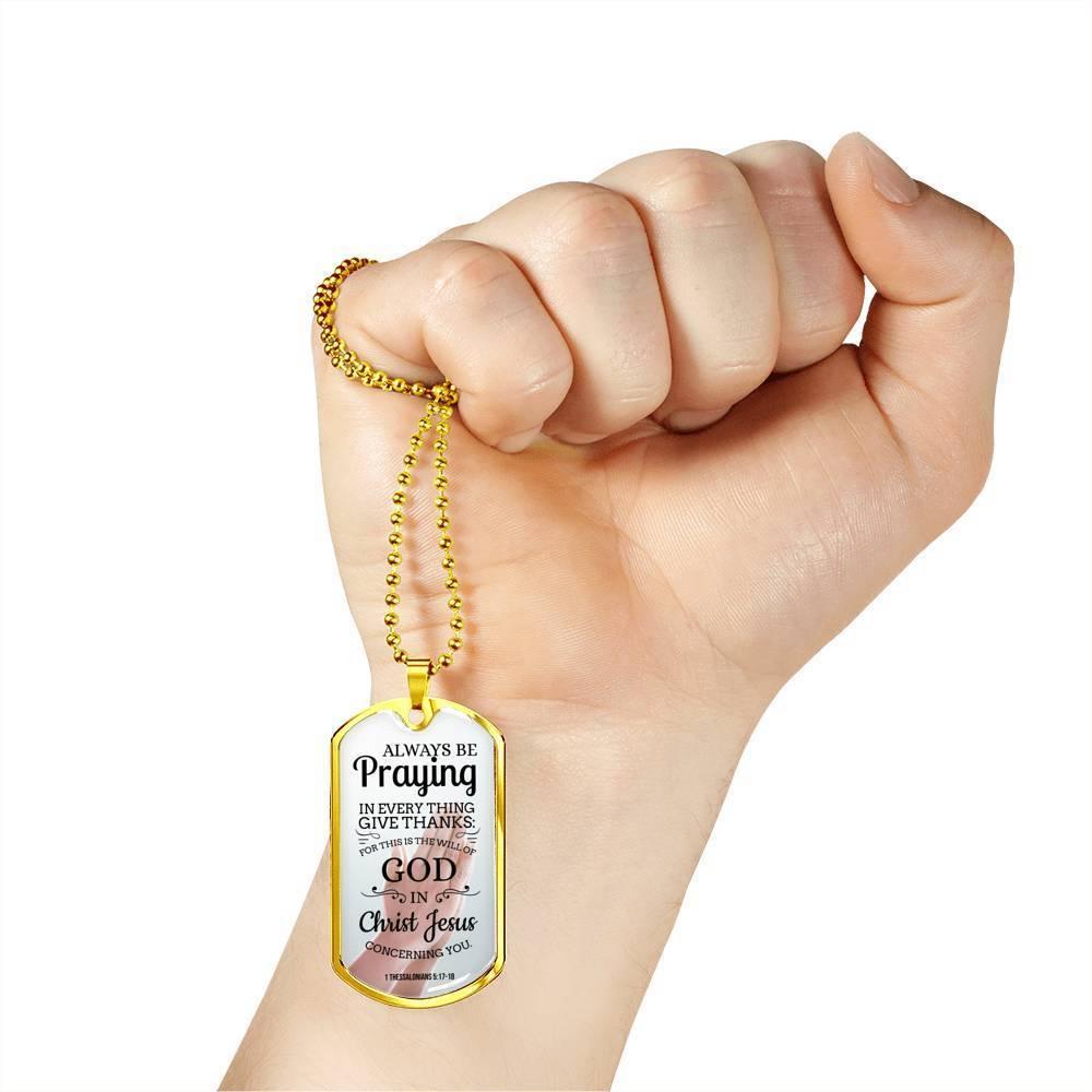 Always Praying Bible Necklace Stainless Steel or 18k Gold Dog Tag 24" Chain-Express Your Love Gifts