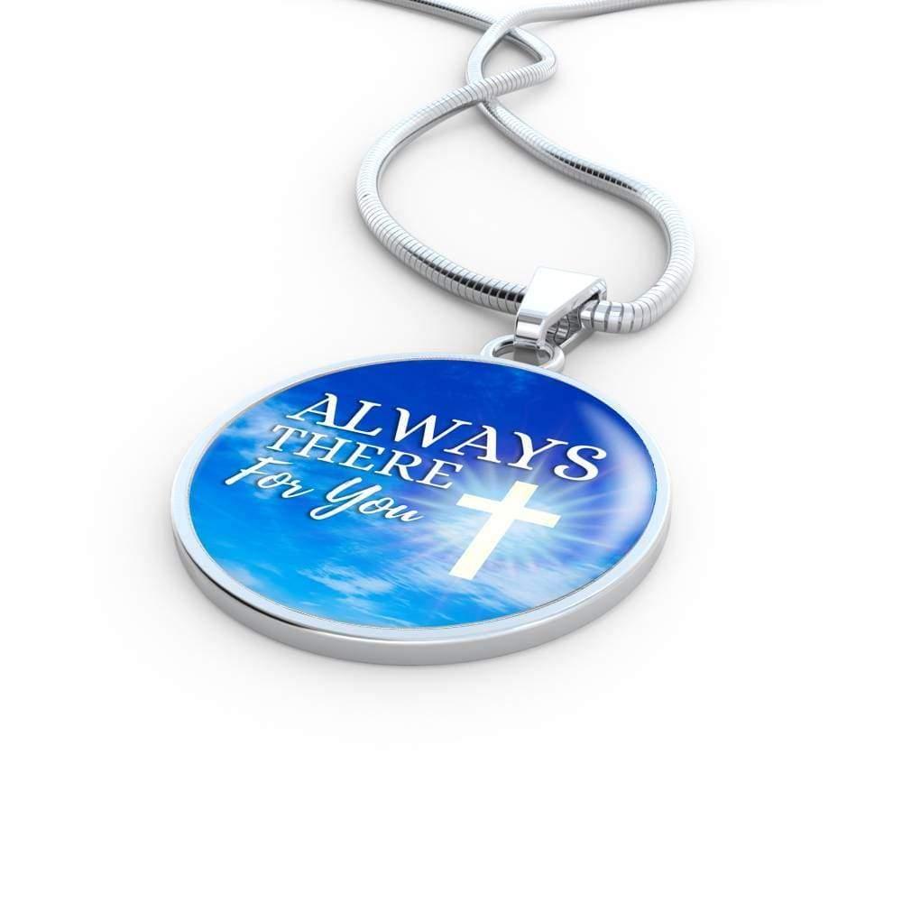 Always There For You Circle Necklace Stainless Steel or 18k Gold Heart Pendant 18-22" - Express Your Love Gifts