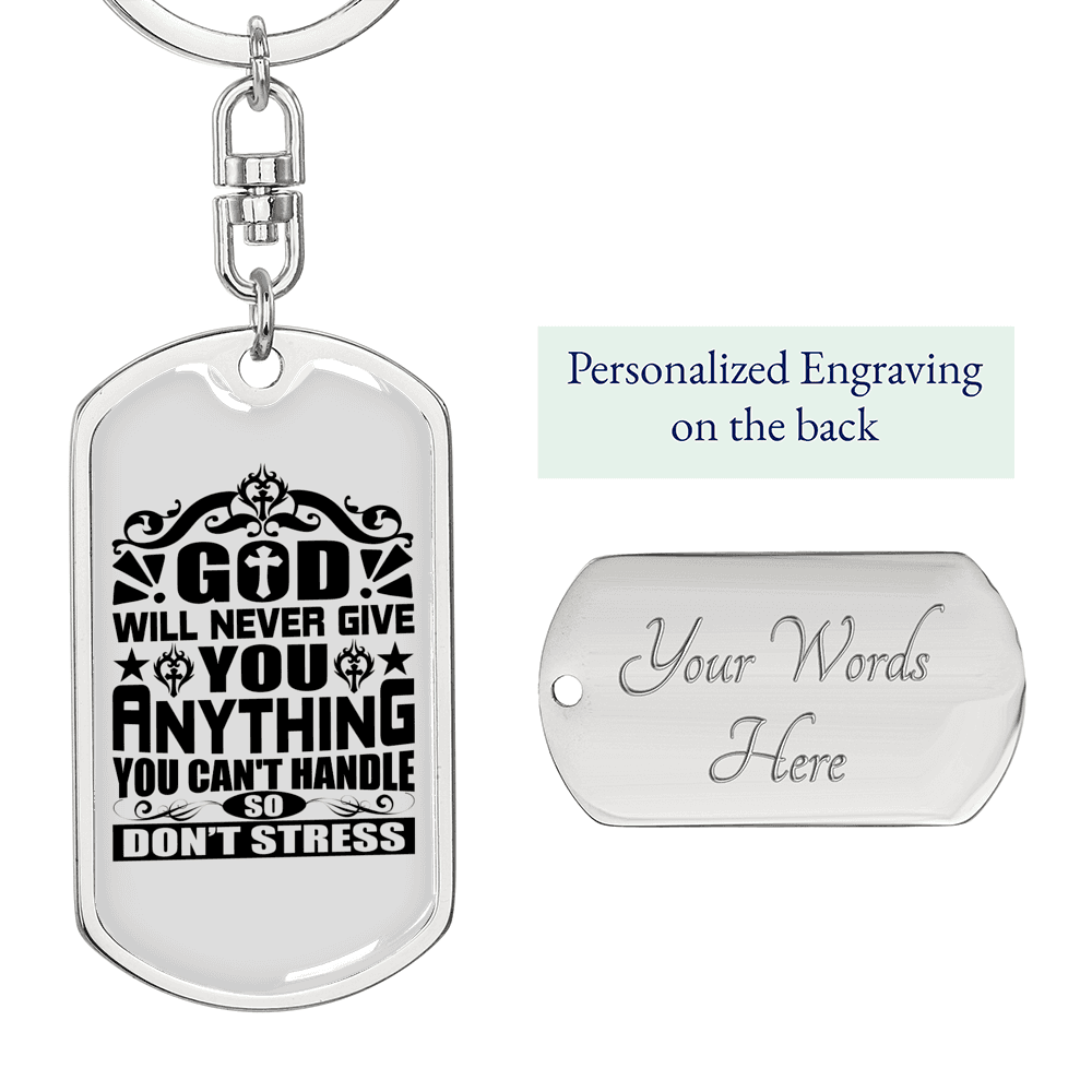 Anything You Can't Handle Keychain Stainless Steel or 18k Gold Dog Tag Keyring-Express Your Love Gifts