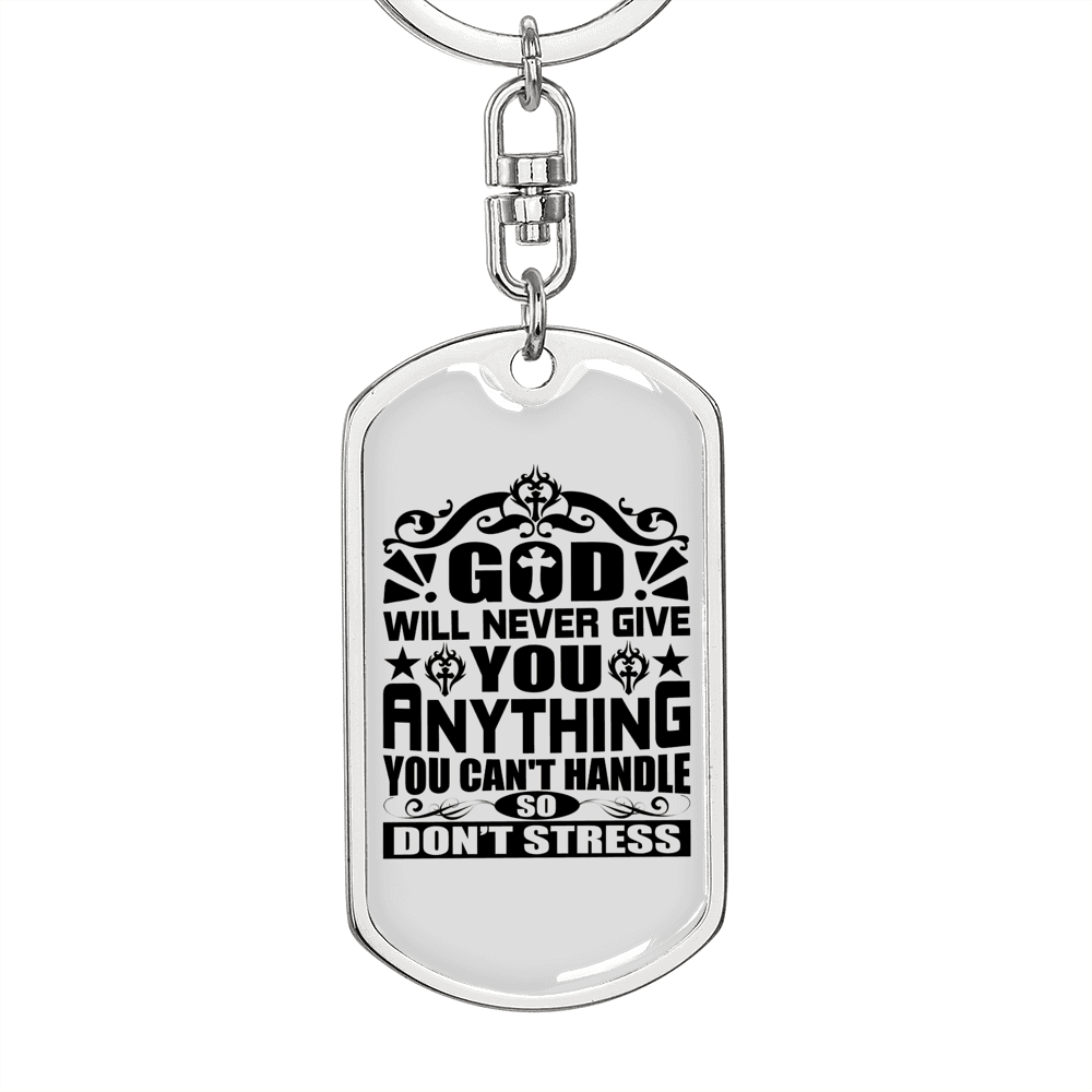 Anything You Can't Handle Keychain Stainless Steel or 18k Gold Dog Tag Keyring-Express Your Love Gifts