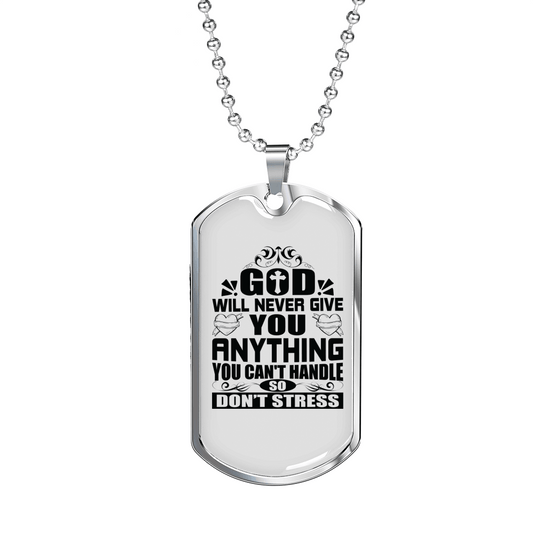 Anything You Can't Handle Necklace Stainless Steel or 18k Gold Dog Tag 24" Chain-Express Your Love Gifts