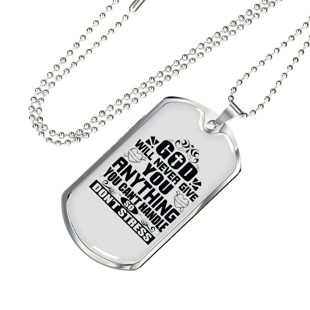 Anything You Can't Handle Necklace Stainless Steel or 18k Gold Dog Tag 24" Chain-Express Your Love Gifts