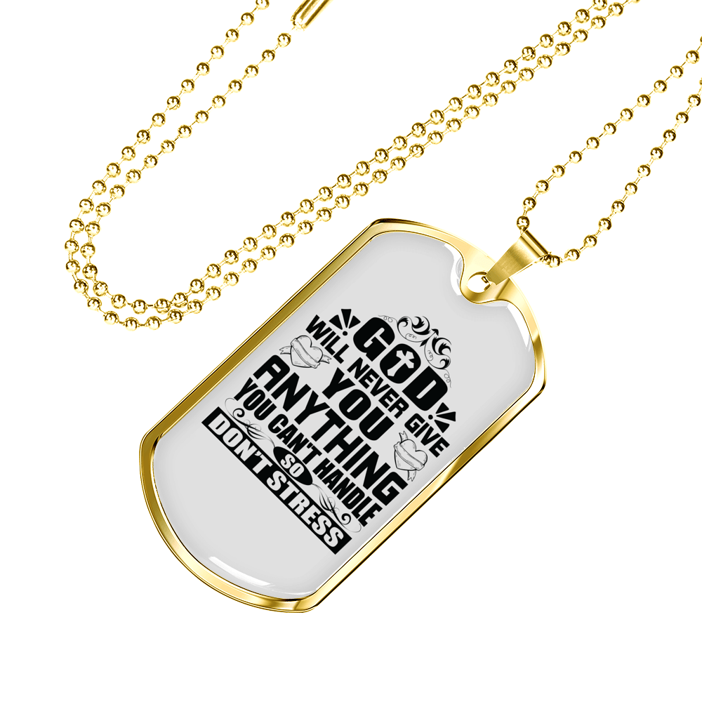 Anything You Can't Handle Necklace Stainless Steel or 18k Gold Dog Tag 24" Chain-Express Your Love Gifts