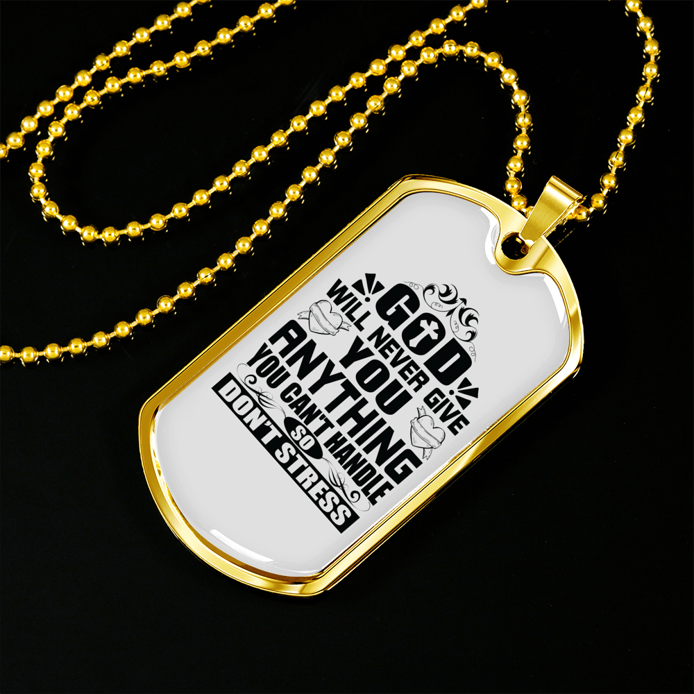 Anything You Can't Handle Necklace Stainless Steel or 18k Gold Dog Tag 24" Chain-Express Your Love Gifts