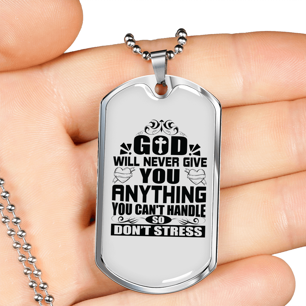 Anything You Can't Handle Necklace Stainless Steel or 18k Gold Dog Tag 24" Chain-Express Your Love Gifts