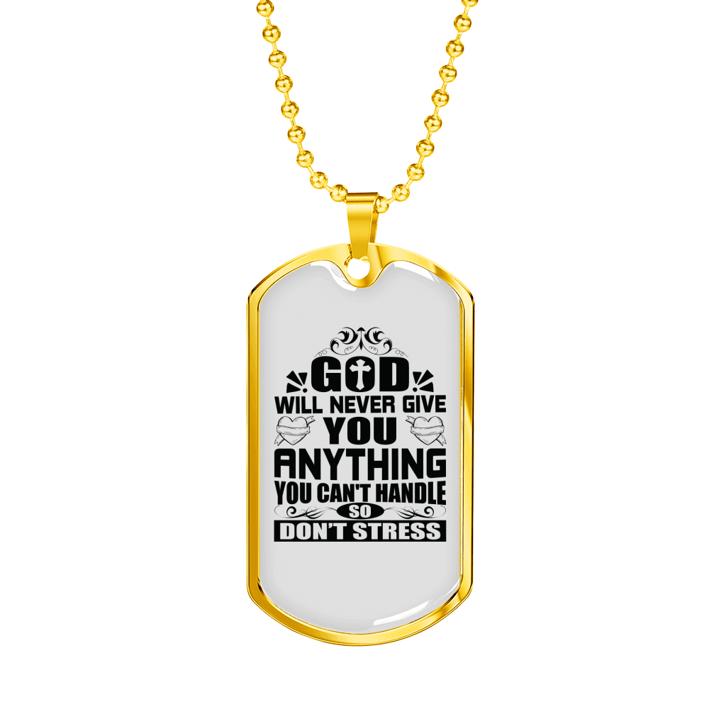 Anything You Can't Handle Necklace Stainless Steel or 18k Gold Dog Tag 24" Chain-Express Your Love Gifts