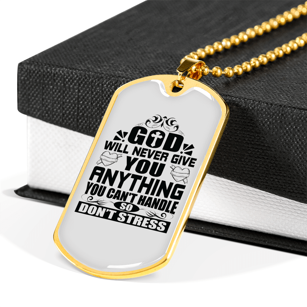 Anything You Can't Handle Necklace Stainless Steel or 18k Gold Dog Tag 24" Chain-Express Your Love Gifts