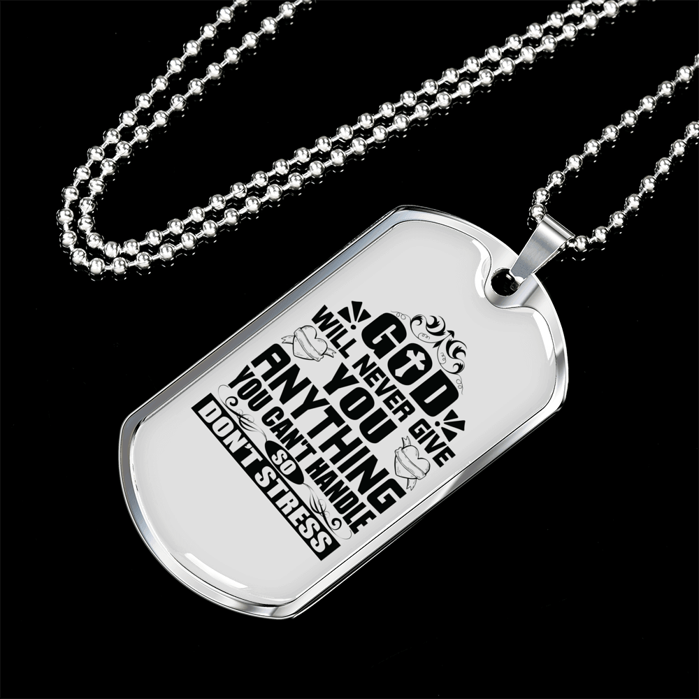 Anything You Can't Handle Necklace Stainless Steel or 18k Gold Dog Tag 24" Chain-Express Your Love Gifts