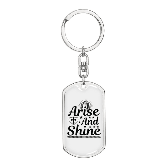 Arise And Shine Cross Keychain Stainless Steel or 18k Gold Dog Tag Keyring-Express Your Love Gifts