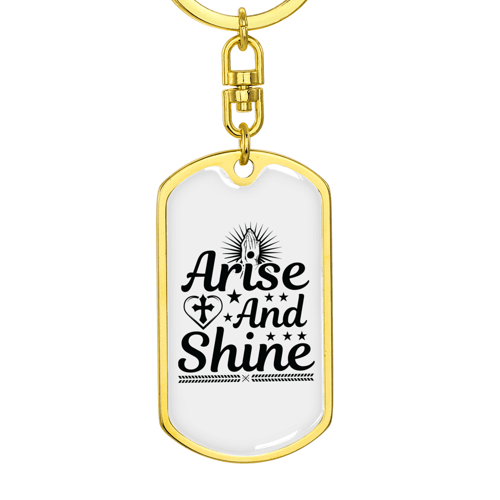 Arise And Shine Cross Keychain Stainless Steel or 18k Gold Dog Tag Keyring-Express Your Love Gifts