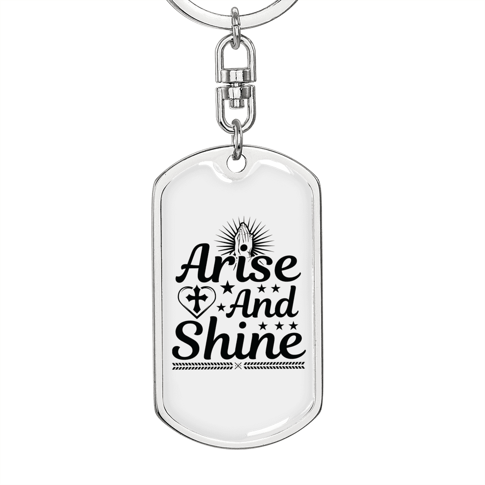 Arise And Shine Cross Keychain Stainless Steel or 18k Gold Dog Tag Keyring-Express Your Love Gifts