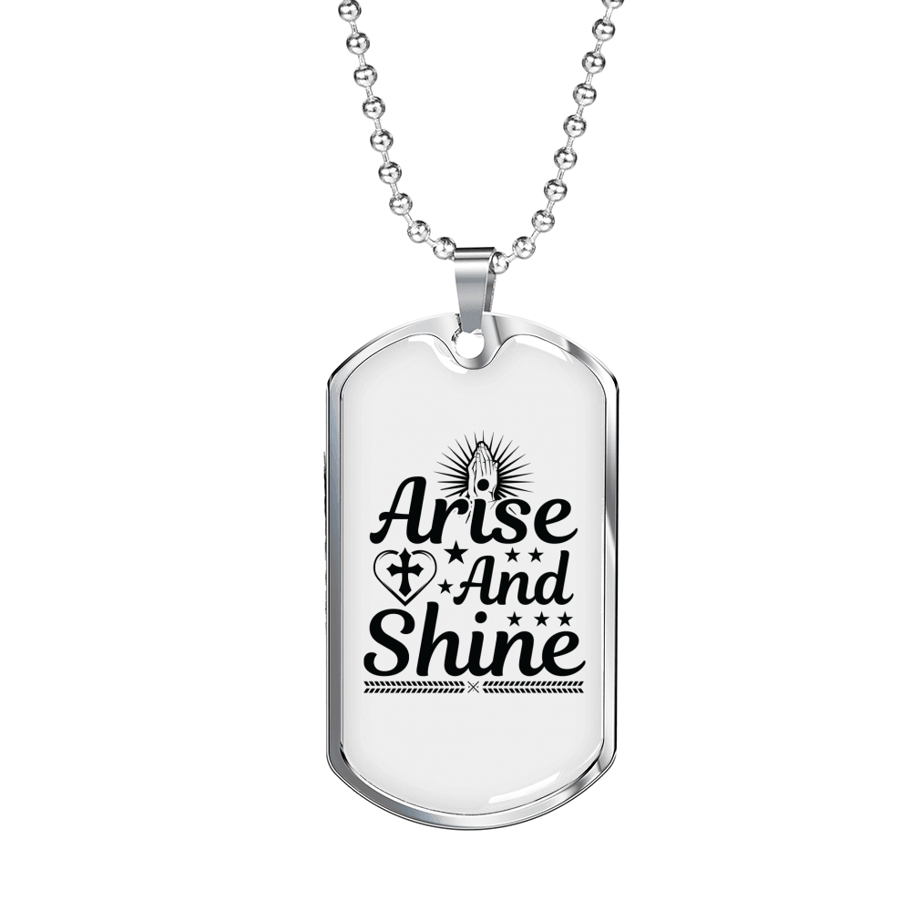 Arise And Shine Cross Necklace Stainless Steel or 18k Gold Dog Tag 24" Chain-Express Your Love Gifts