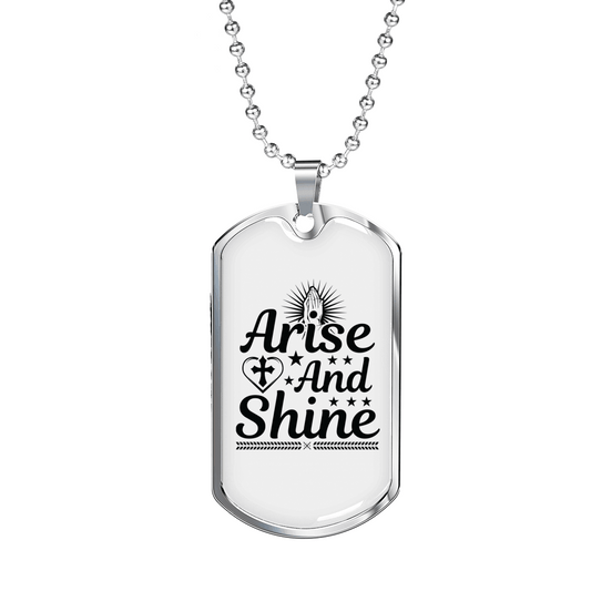 Arise And Shine Cross Necklace Stainless Steel or 18k Gold Dog Tag 24" Chain-Express Your Love Gifts