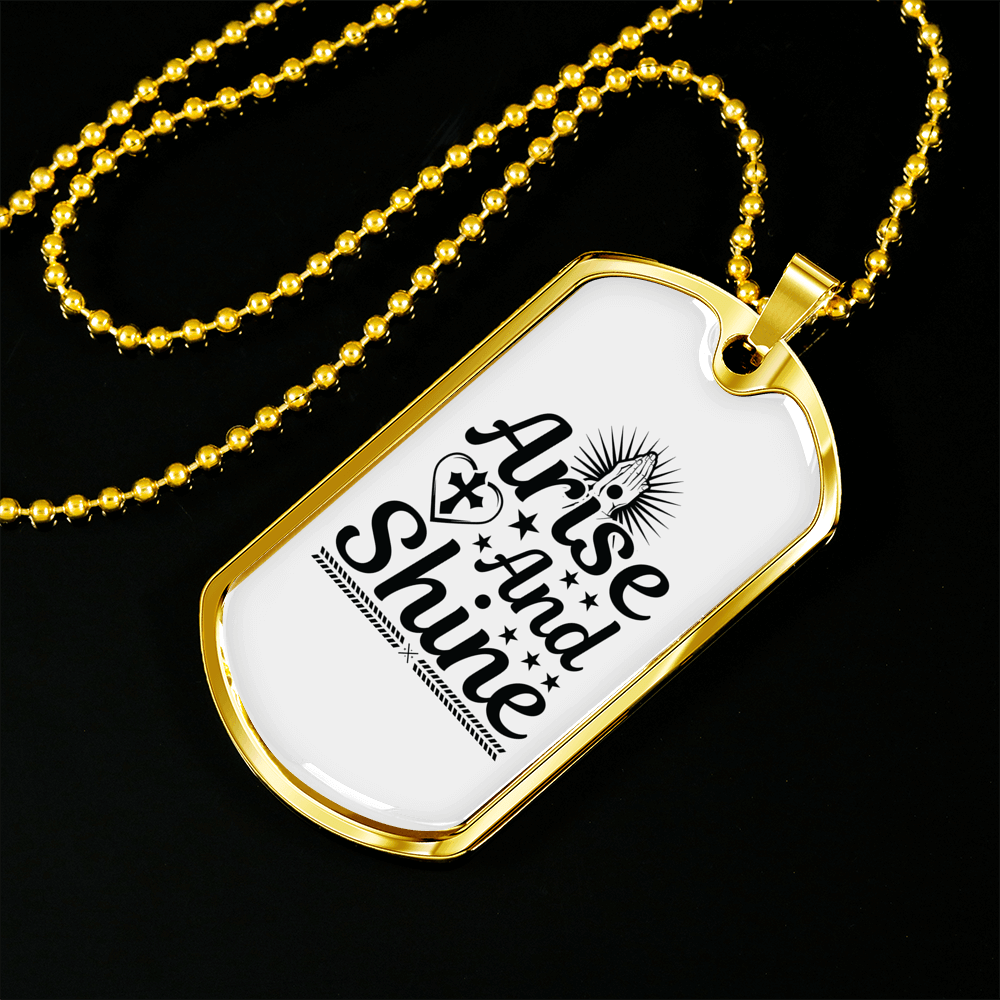 Arise And Shine Cross Necklace Stainless Steel or 18k Gold Dog Tag 24" Chain-Express Your Love Gifts