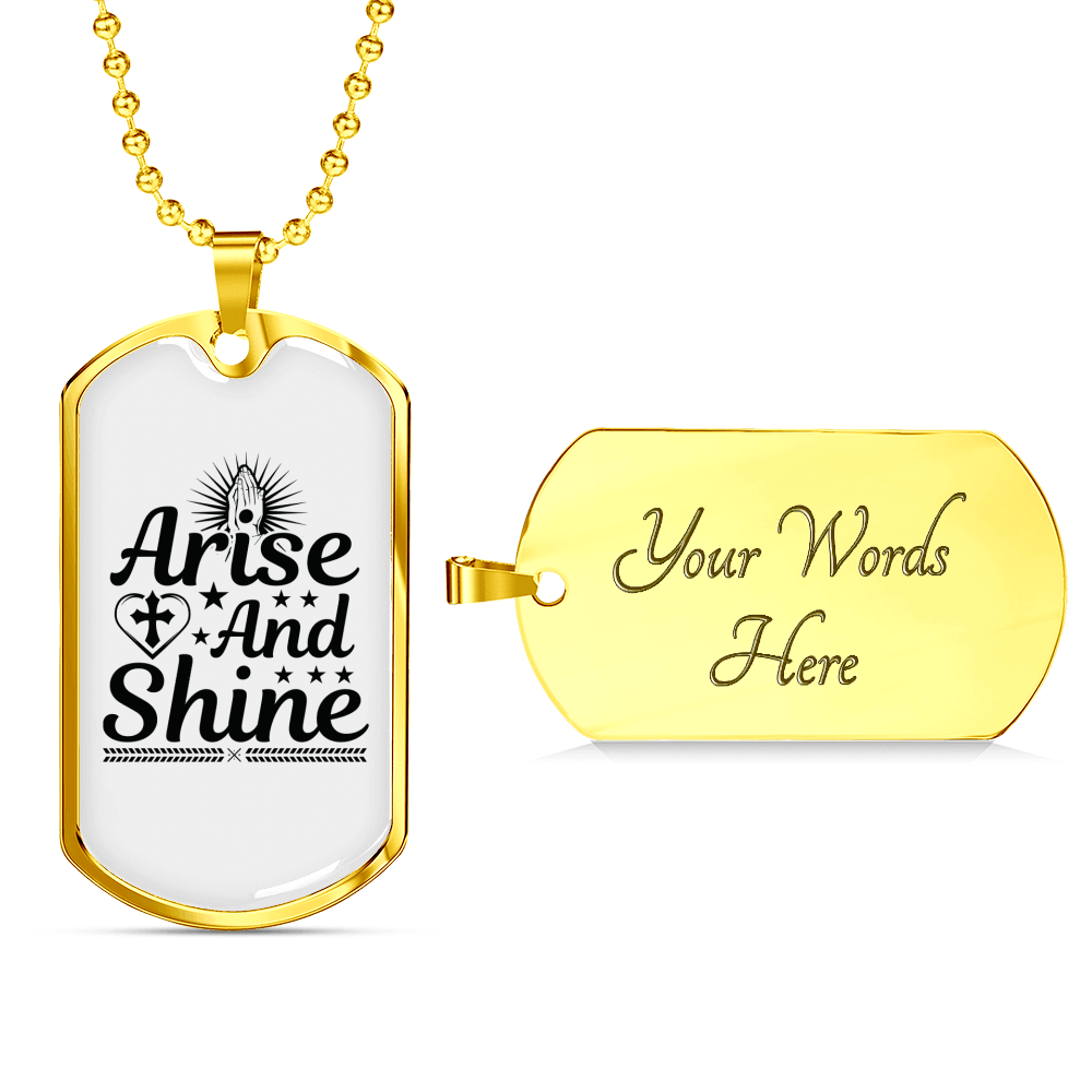 Arise And Shine Cross Necklace Stainless Steel or 18k Gold Dog Tag 24" Chain-Express Your Love Gifts