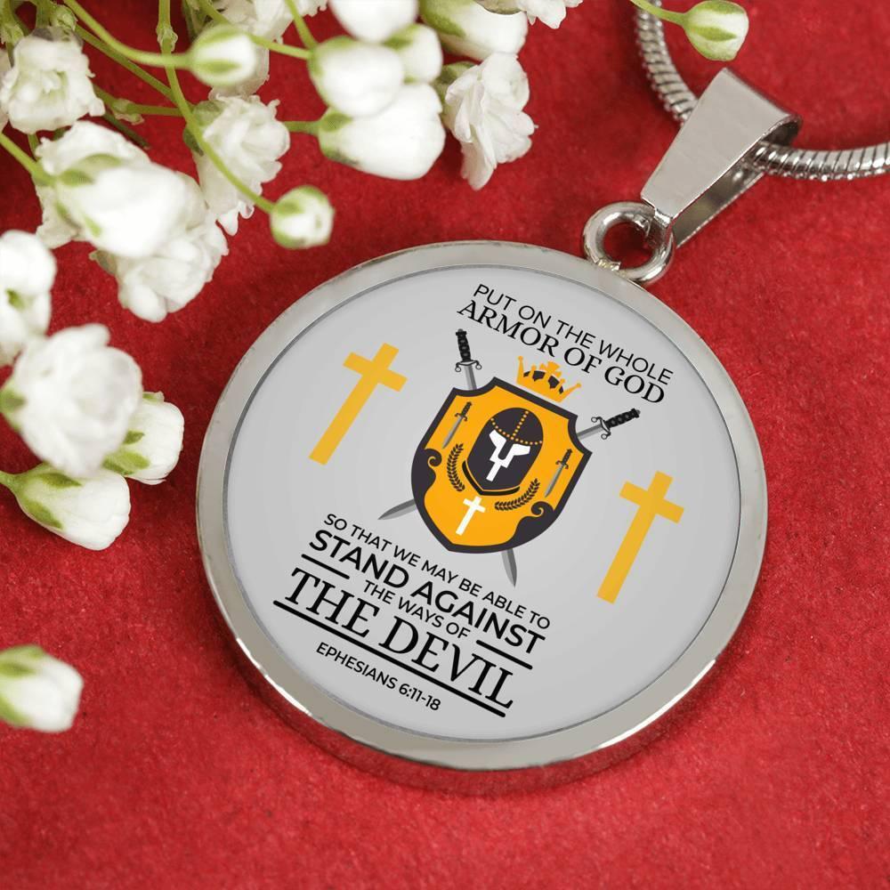 Armor Of God Ephesians 6:1118 Circle Necklace Stainless Steel or 18k Gold 18-22" - Express Your Love Gifts