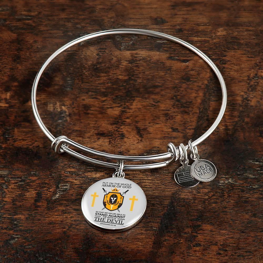 Armor Of God Ephesians 6:1118 Stainless Steel or 18k Gold Bangle Bracelet - Express Your Love Gifts
