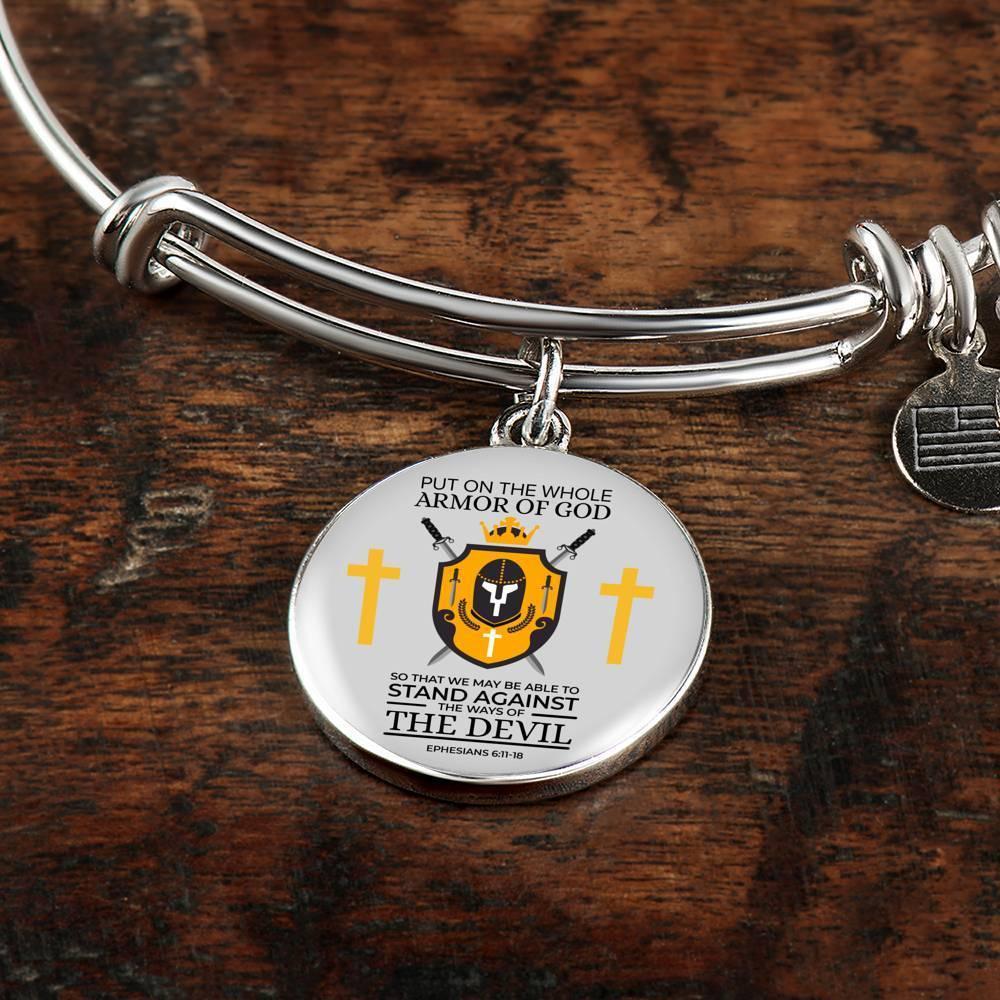 Armor Of God Ephesians 6:1118 Stainless Steel or 18k Gold Bangle Bracelet - Express Your Love Gifts