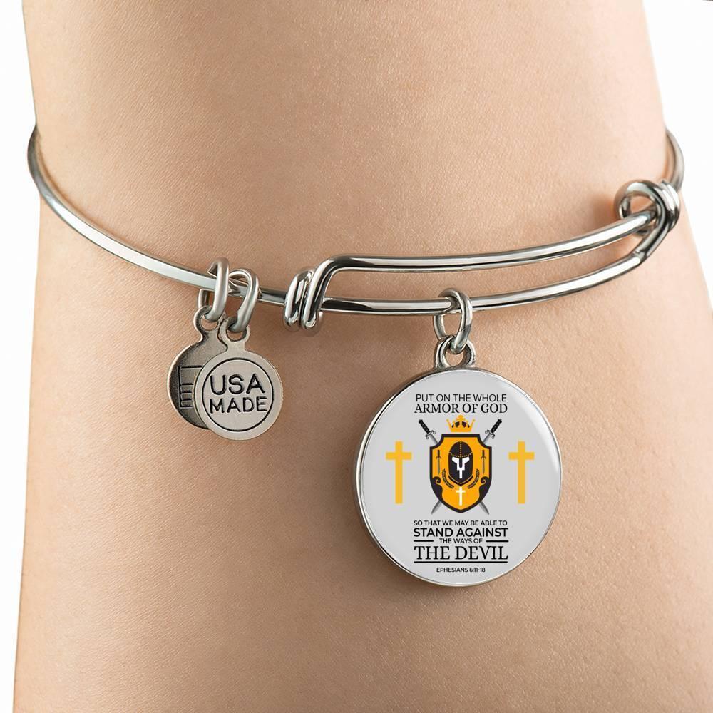 Armor Of God Ephesians 6:1118 Stainless Steel or 18k Gold Bangle Bracelet - Express Your Love Gifts