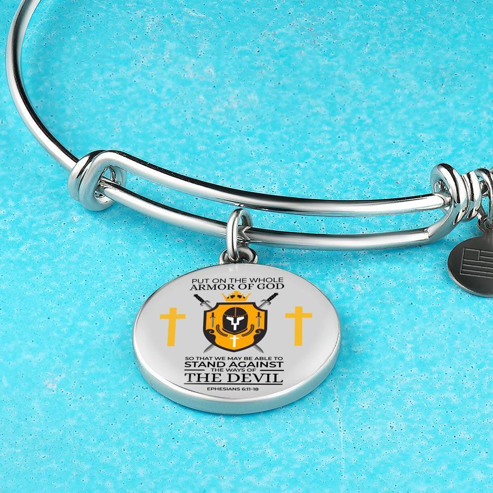 Armor Of God Ephesians 6:1118 Stainless Steel or 18k Gold Bangle Bracelet - Express Your Love Gifts