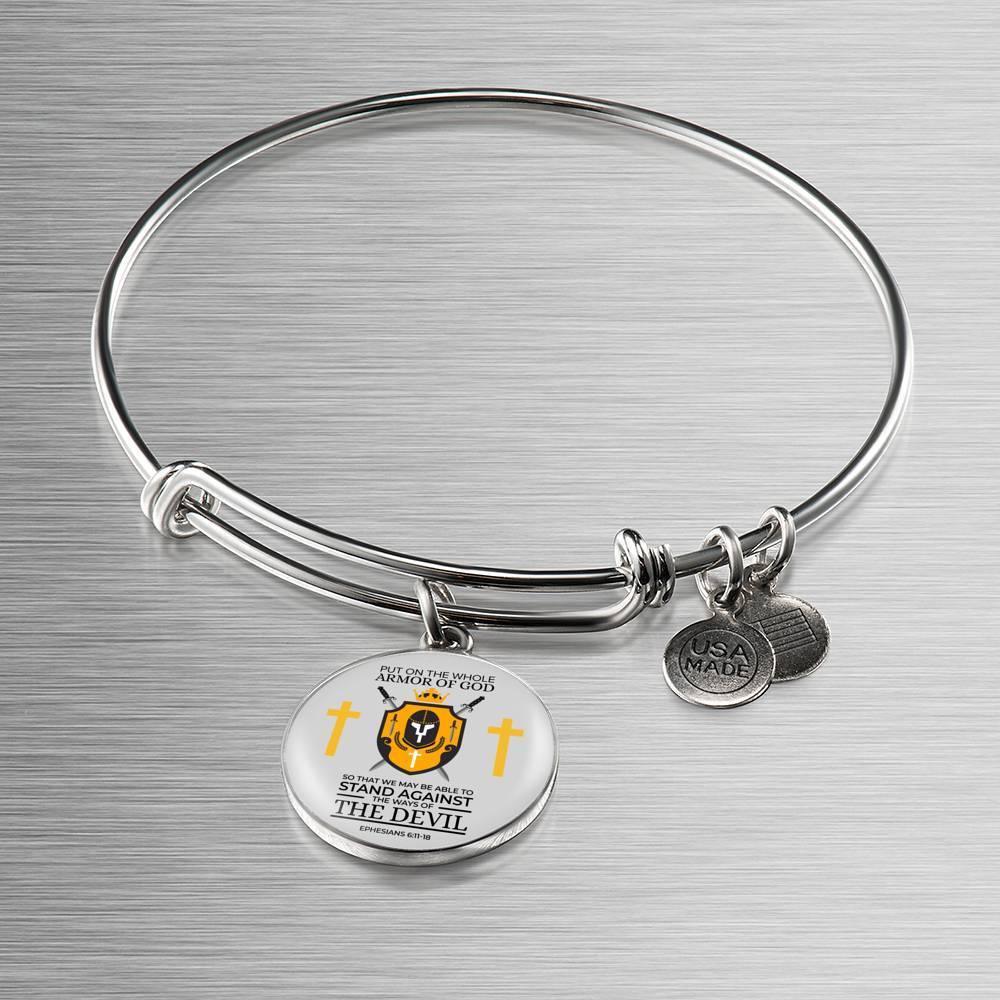 Armor Of God Ephesians 6:1118 Stainless Steel or 18k Gold Bangle Bracelet - Express Your Love Gifts