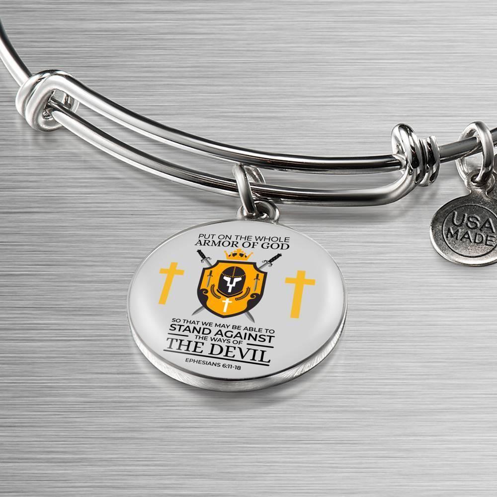 Armor Of God Ephesians 6:1118 Stainless Steel or 18k Gold Bangle Bracelet - Express Your Love Gifts