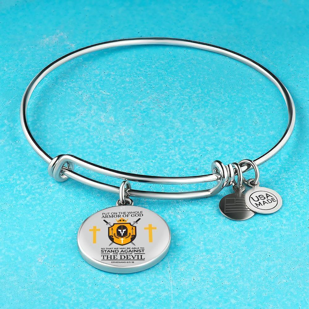 Armor Of God Ephesians 6:1118 Stainless Steel or 18k Gold Bangle Bracelet - Express Your Love Gifts