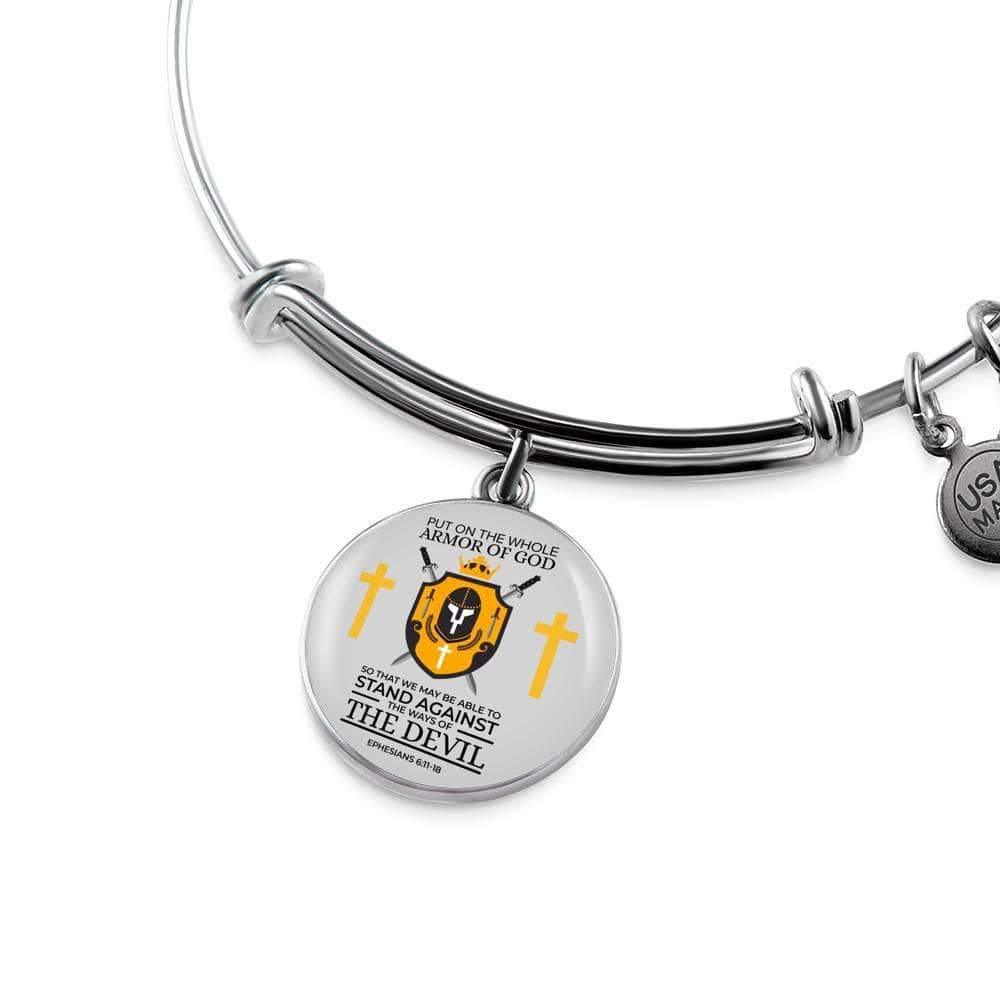 Armor Of God Ephesians 6:1118 Stainless Steel or 18k Gold Bangle Bracelet - Express Your Love Gifts