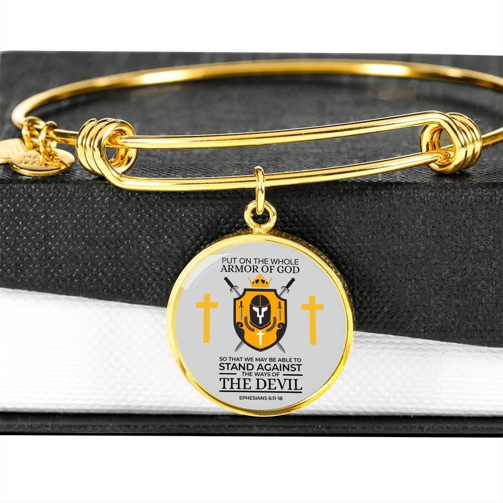 Armor Of God Ephesians 6:1118 Stainless Steel or 18k Gold Bangle Bracelet - Express Your Love Gifts