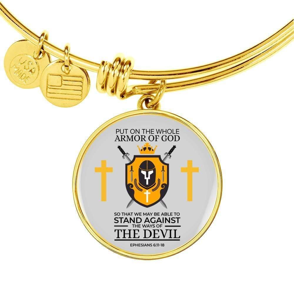 Armor Of God Ephesians 6:1118 Stainless Steel or 18k Gold Bangle Bracelet - Express Your Love Gifts