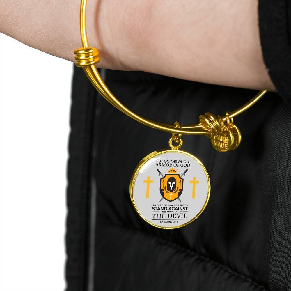 Armor Of God Ephesians 6:1118 Stainless Steel or 18k Gold Bangle Bracelet - Express Your Love Gifts