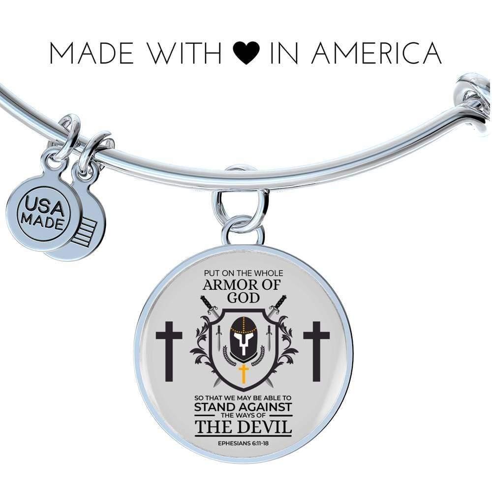 Armor Of God Ephesians 6:1118 Stainless Steel or 18k Gold Circle Bangle Bracelet - Express Your Love Gifts