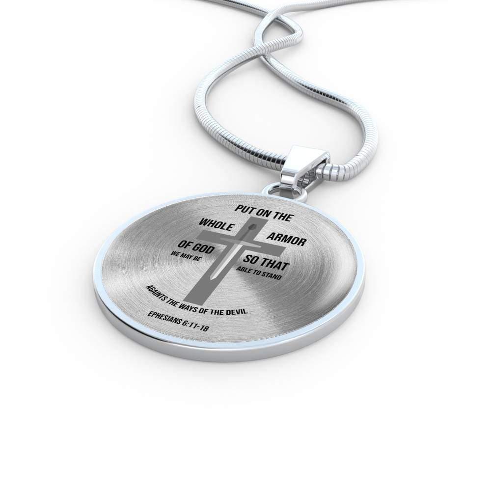 Armor of God Ephesians 6 Circle Necklace Stainless Steel or 18k Gold 18-22" - Express Your Love Gifts