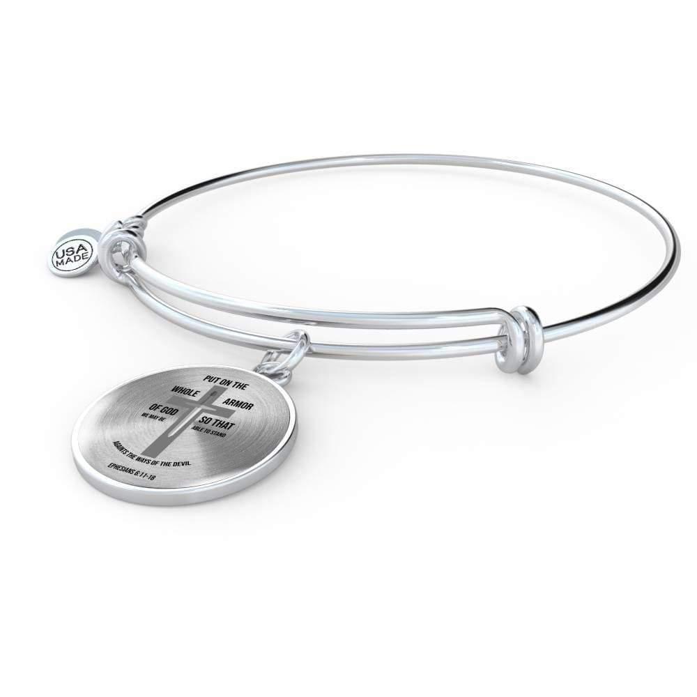 Armor of God Ephesians 6 Stainless Steel or 18k Gold Circle Bangle Bracelet - Express Your Love Gifts