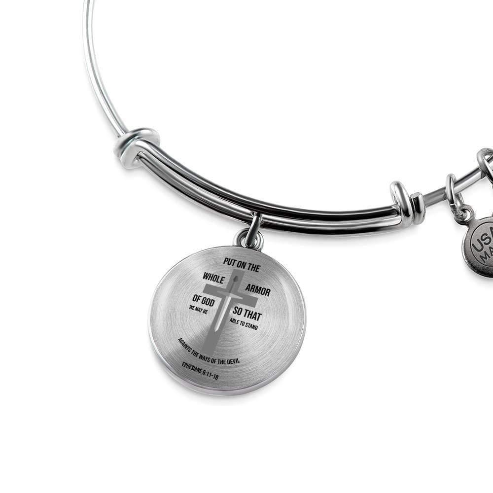 Armor of God Ephesians 6 Stainless Steel or 18k Gold Circle Bangle Bracelet - Express Your Love Gifts