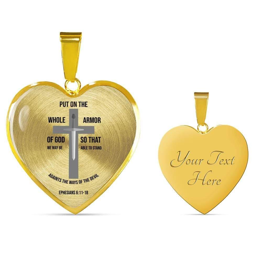 Armor of God Ephesians Necklace Stainless Steel or 18k Gold Heart Pendant 18-22" - Express Your Love Gifts