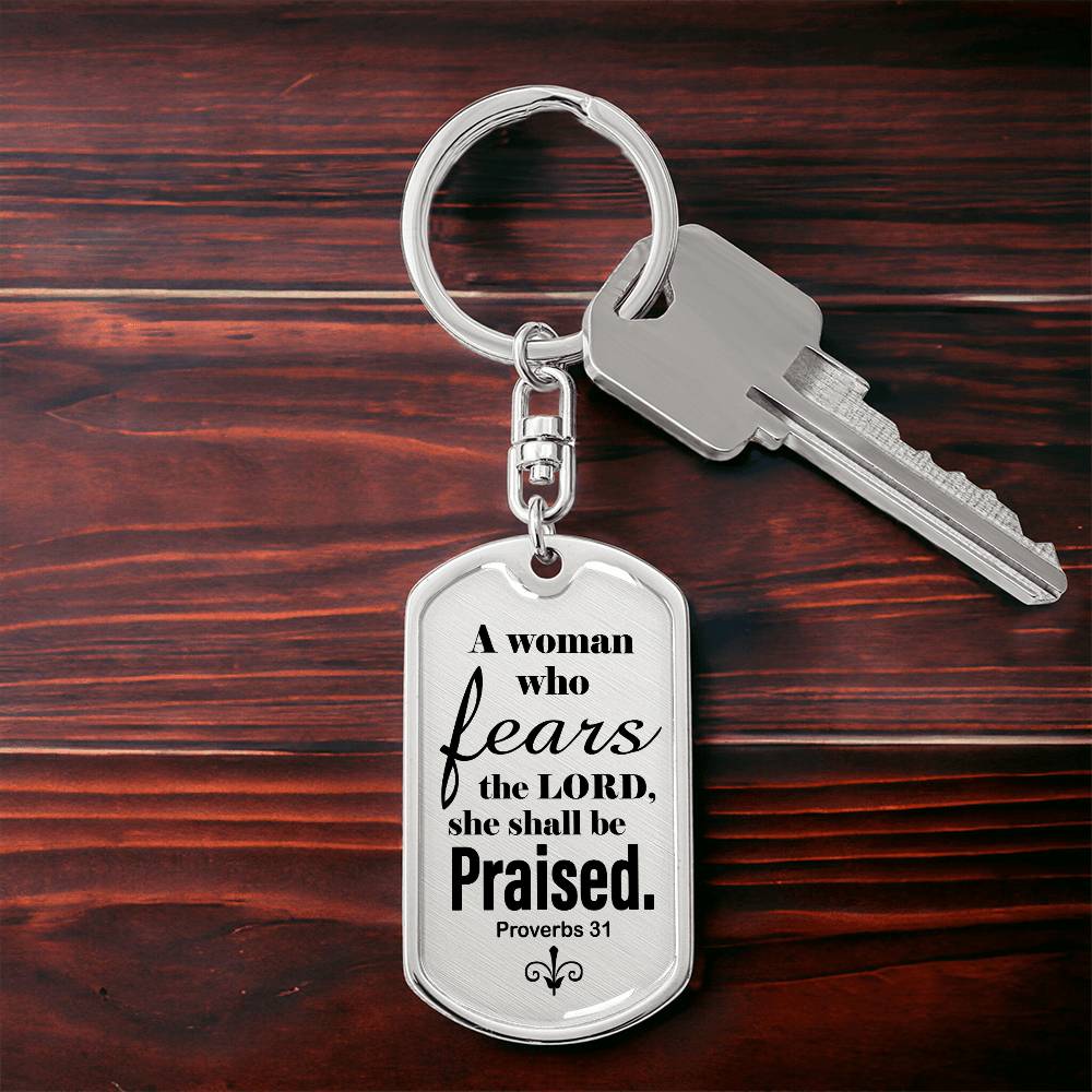 Proverbs 31 Woman of God Swivel Keychain Stainless Steel or 18k Gold Dog Tag-Express Your Love Gifts