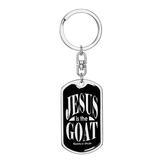 Jesus is the GOAT Matthew 28.18 Swivel Keychain Stainless Steel or 18k Gold Dog Tag-Express Your Love Gifts