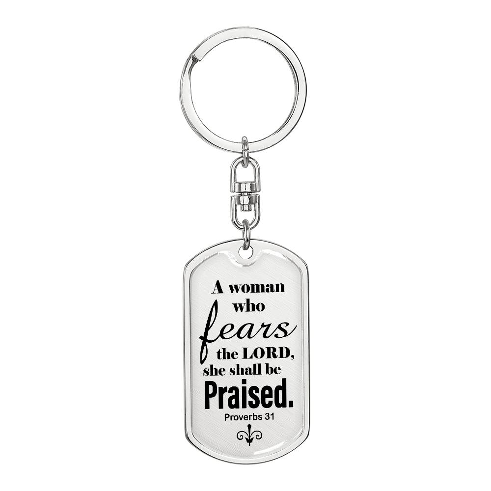Proverbs 31 Woman of God Swivel Keychain Stainless Steel or 18k Gold Dog Tag-Express Your Love Gifts