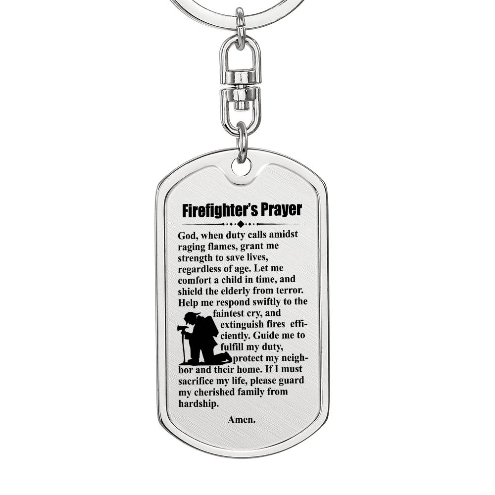 Firefighter's Prayer Bible Keychain Stainless Steel or 18k Gold Dog Tag-Express Your Love Gifts