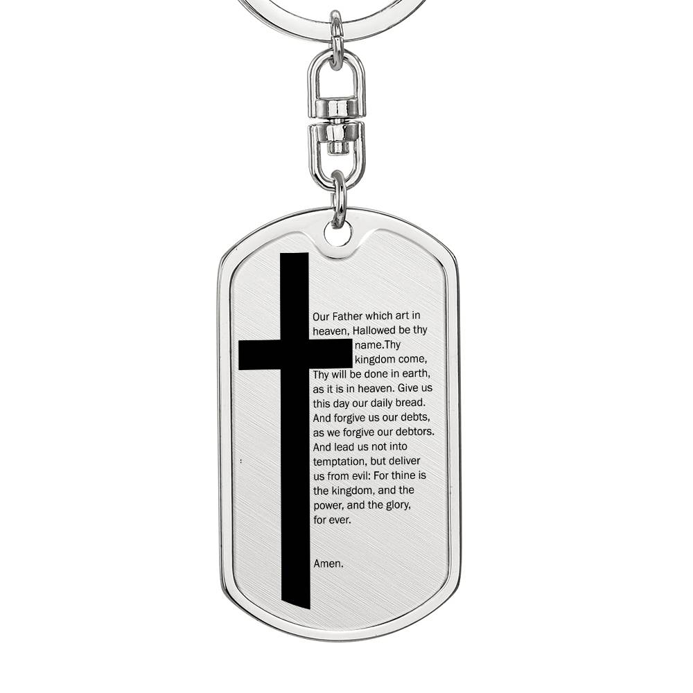 Lord's Prayer Bible Keychain Stainless Steel or 18k Gold Dog Tag-Express Your Love Gifts