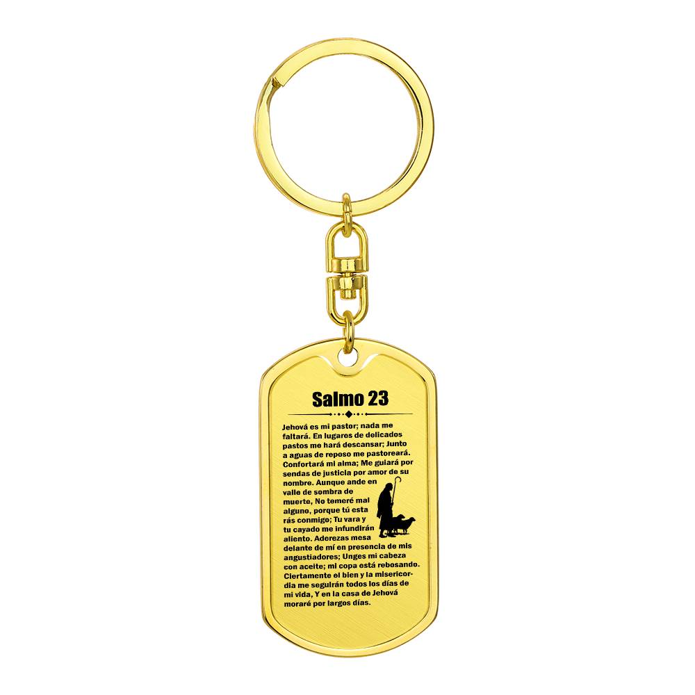Psalm 23 Spanish Salmo 23 Bible  Keychain Stainless Steel or 18k Gold Dog Tag