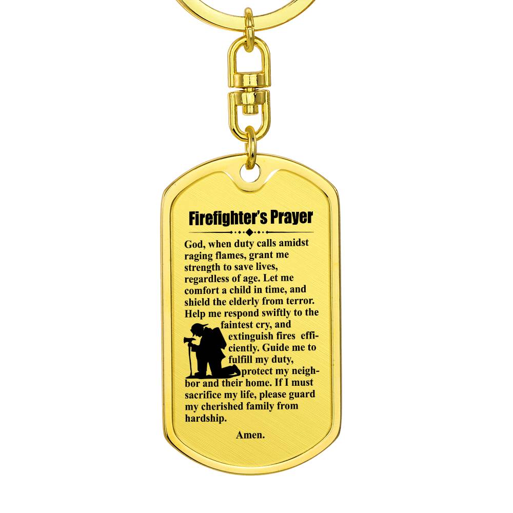Firefighter's Prayer Bible Keychain Stainless Steel or 18k Gold Dog Tag-Express Your Love Gifts